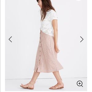 Madewell Patio Button-Front Midi Skirt in Clay Stripe
